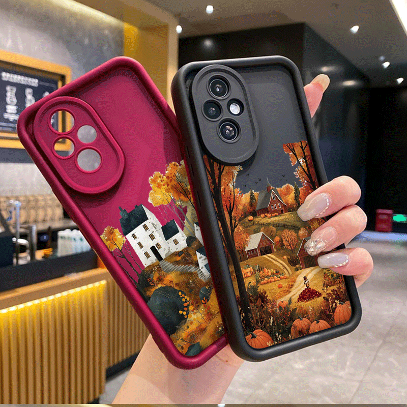 Huawei Mate 60 - Retro landelijk gebouw herfstlandschap patroon telefoonhoesje