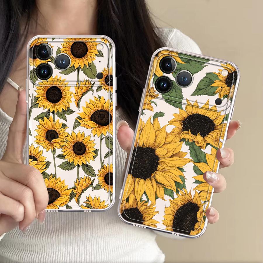 Apple Iphone 15 - Schattig zonnebloempatroon hoesje voor Apple iPhone