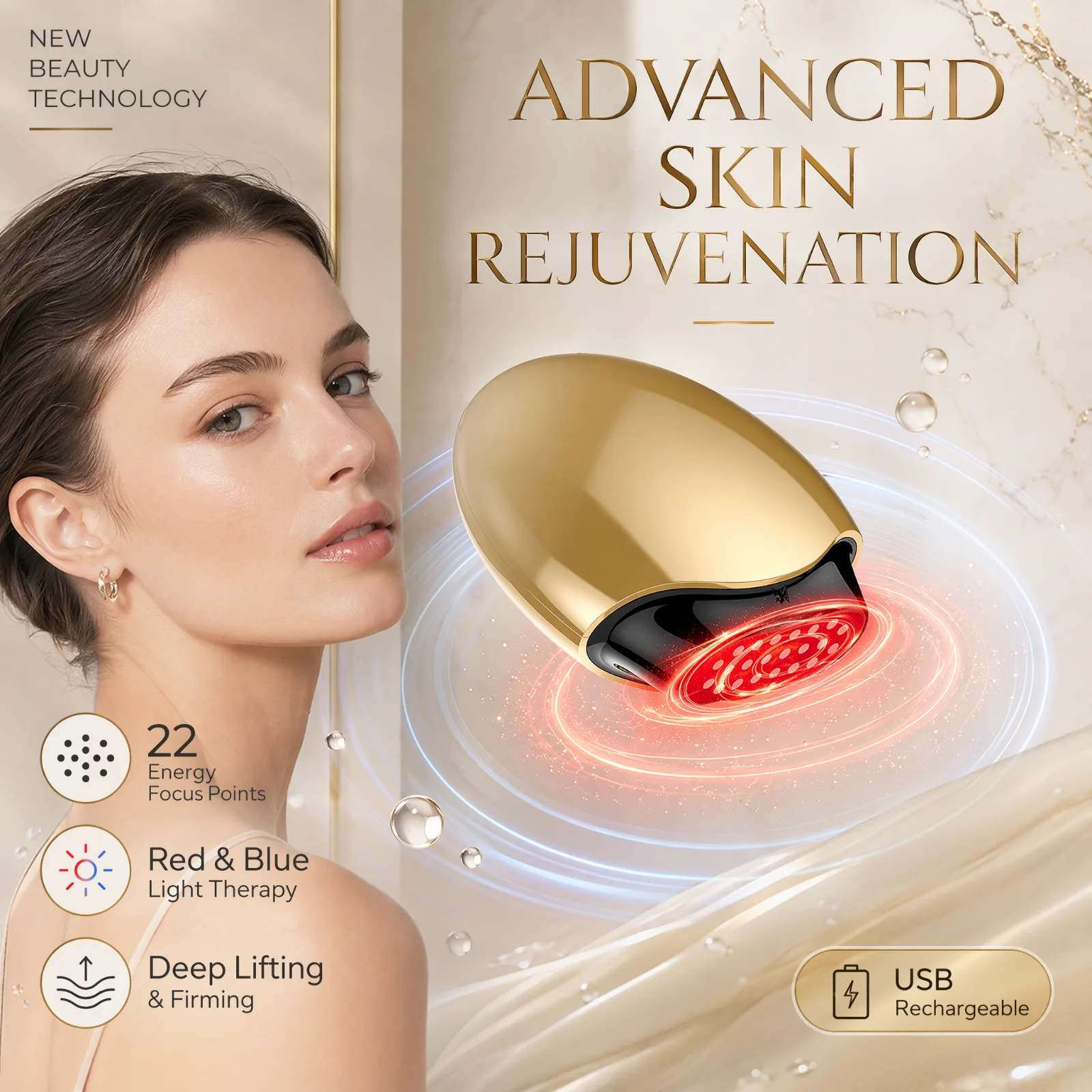 Galvanic Skin Sensor - Collageen Schoonheidsapparaat Gezichtsmassageapparaat LED-lichttherapie Huidverstevigende liftmachine