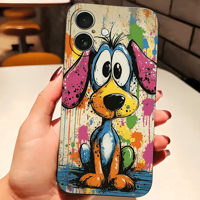 Apple Iphone 15 - Graffiti gekleurde puppy TPU telefoonhoesje voor