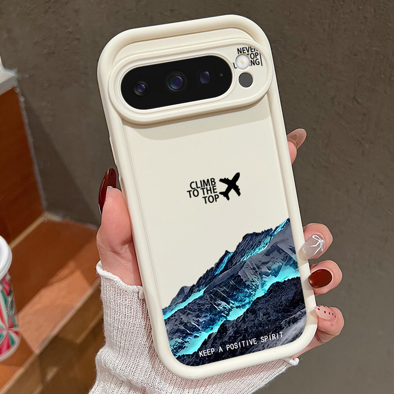 Google Pixel 9 - Vliegtuig Sneeuw Berg Patroon Telefoonhoesje Voor