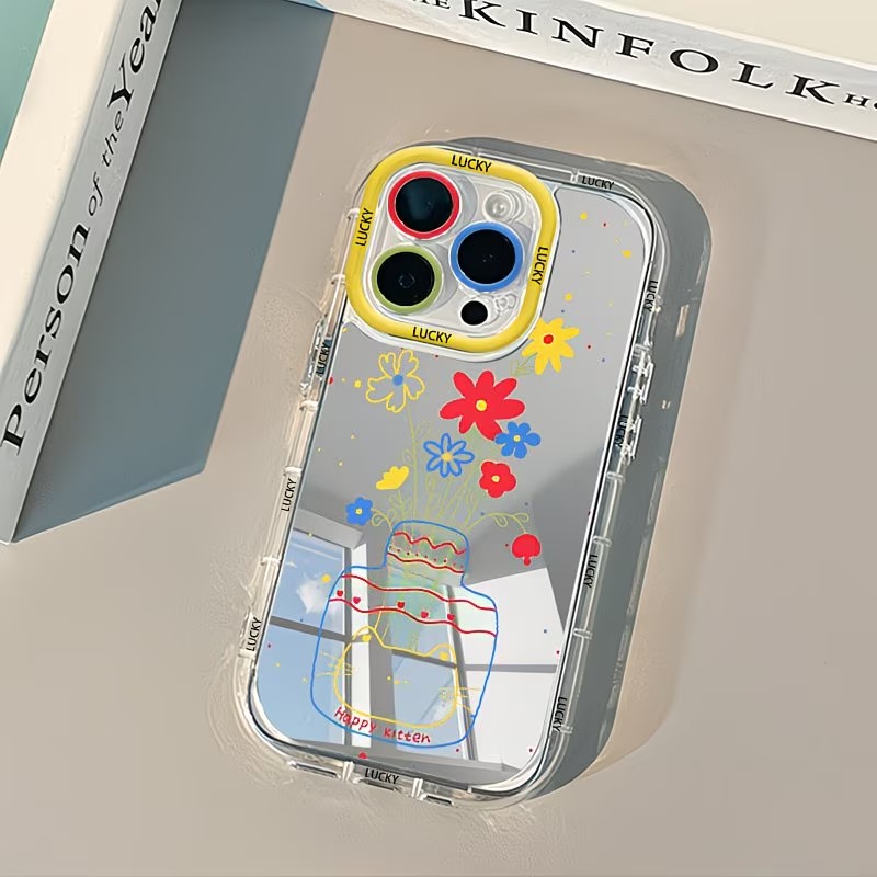 Apple Iphone 15 - Zomerse Daisy Cat Vaas Design Spiegel