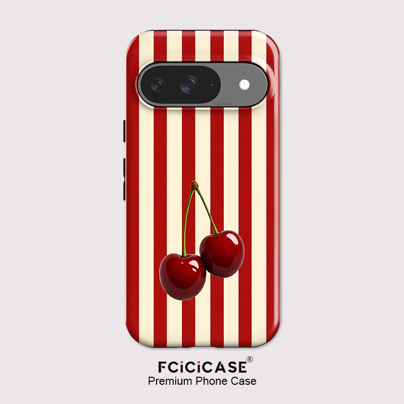 Google Pixel 9 - Fcicicase Telefoonhoesje met kersenstrepenpatroon voor Google