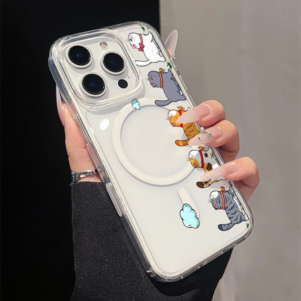 Apple Iphone 15 - Schattige cartoon kat transparante telefoonhoesje voor